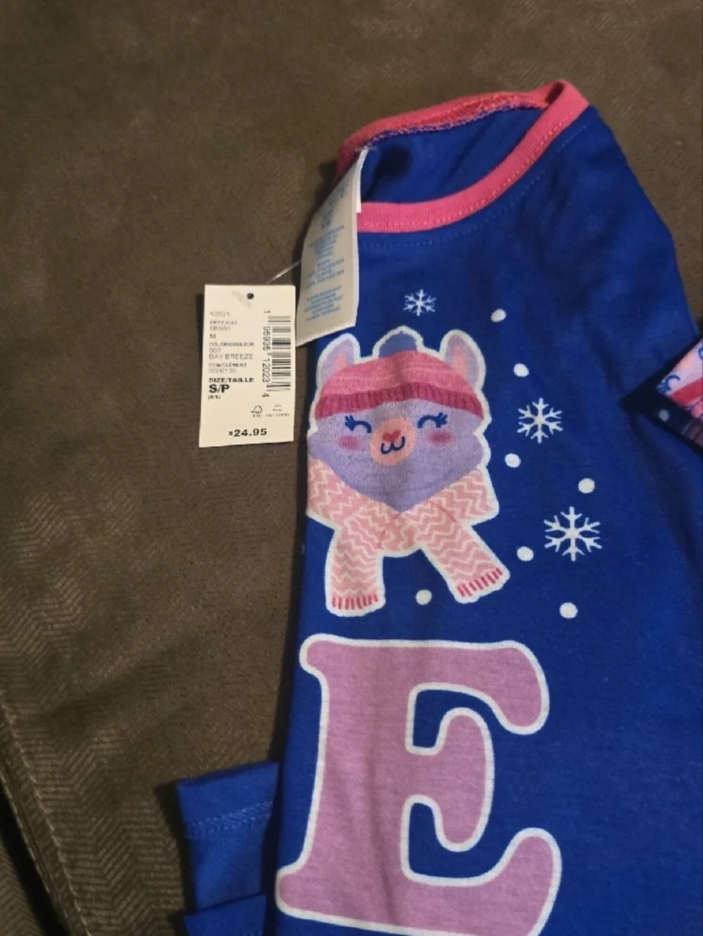 Childrens Place Blue and Pink Llama Pajama Set
